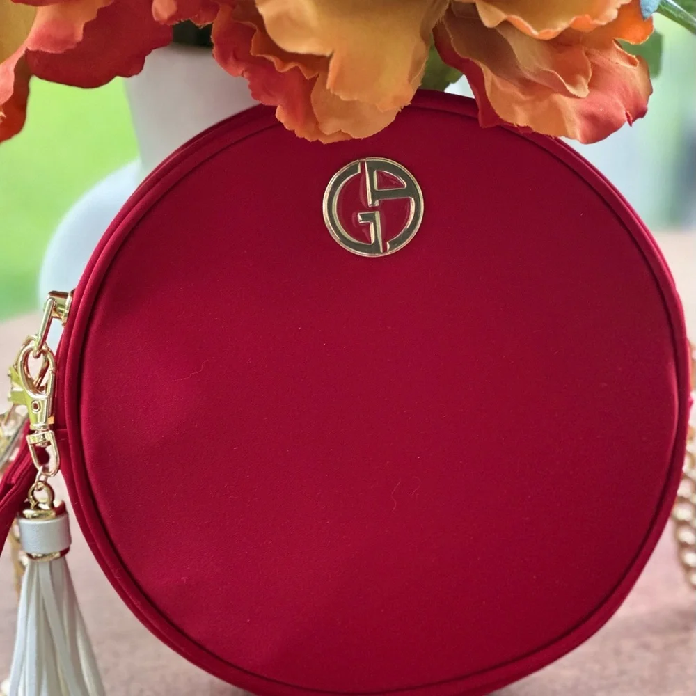 New Givenchy Beauty Red Round Cannister Cosmetic Bag Upcycled GWP - Picture 2 of 5